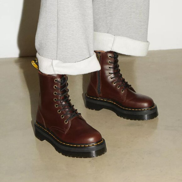 Dr. Martens JADON PLATFORM Boots in DARK BROWN Smooth LEATHER Great Reviews - Picture 7 of 14